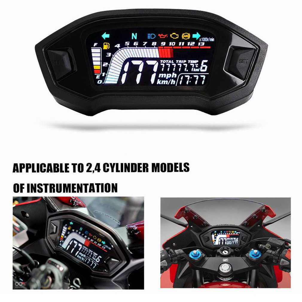 Moto LCD Instrument LCD couleur affichage odomètre température de l'eau compteur de vitesse ABS général voiture accessoires