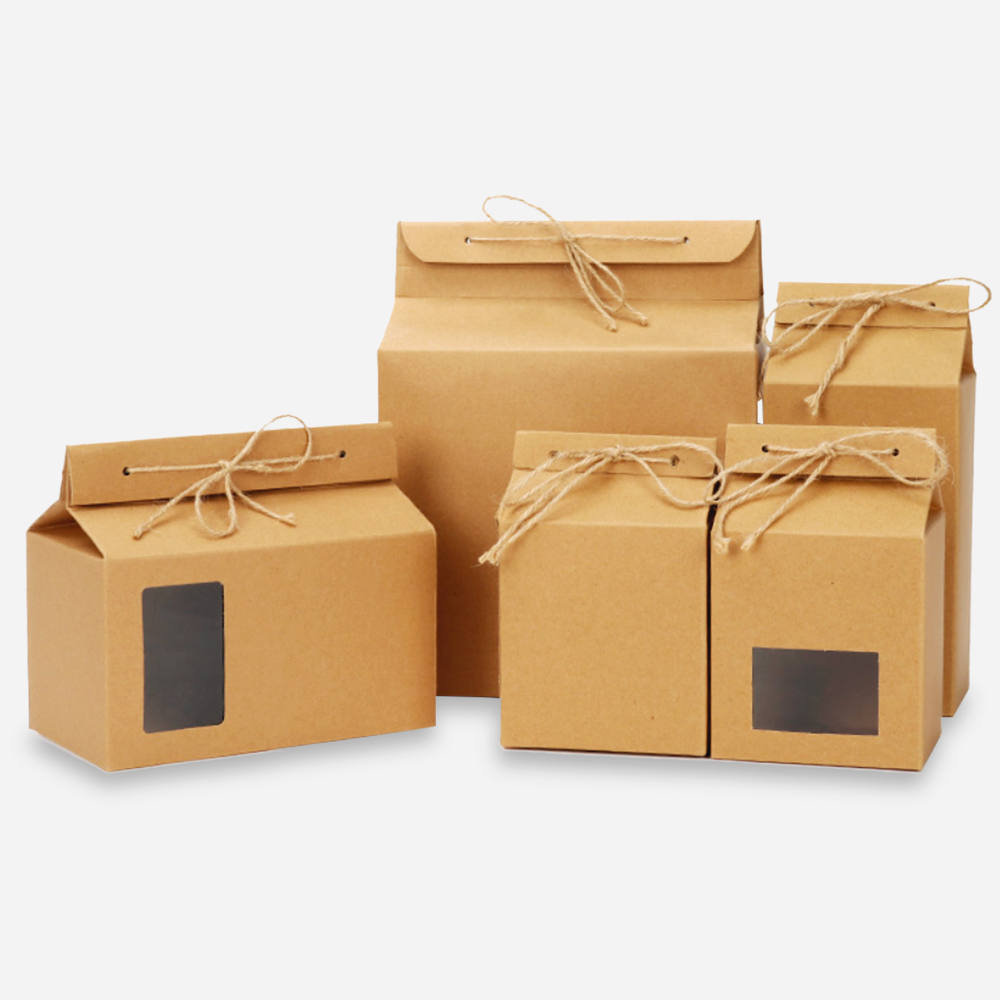 10 stuks kraftpapier theedoos vintage gebak koekjeszak vouwkarton met touw bak cupcake verpakking feestgunst