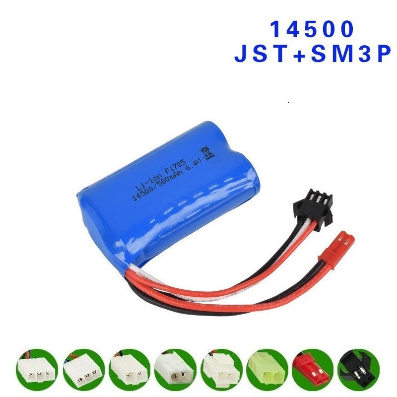 14500 500mah 6.4v Li-ion Battery for Wltoys 18401/18402 Remote Control Off-road Vehicle 6.4v Charger for RC toys Car Boat Turcks