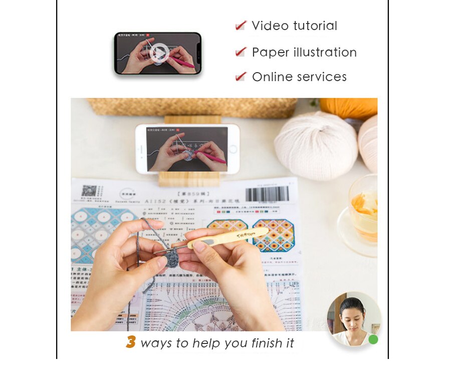 Susan's Family Crochet Kit - Navia Flower Blanket Scandinavian Style With Video Tutorials