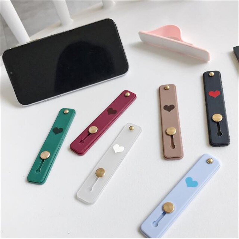 Silicone Wristband Heart Finger Ring Grip Mobile Phone Holder Stand Push Pull Sticker Paste Universal Band Phone Holder Bracket