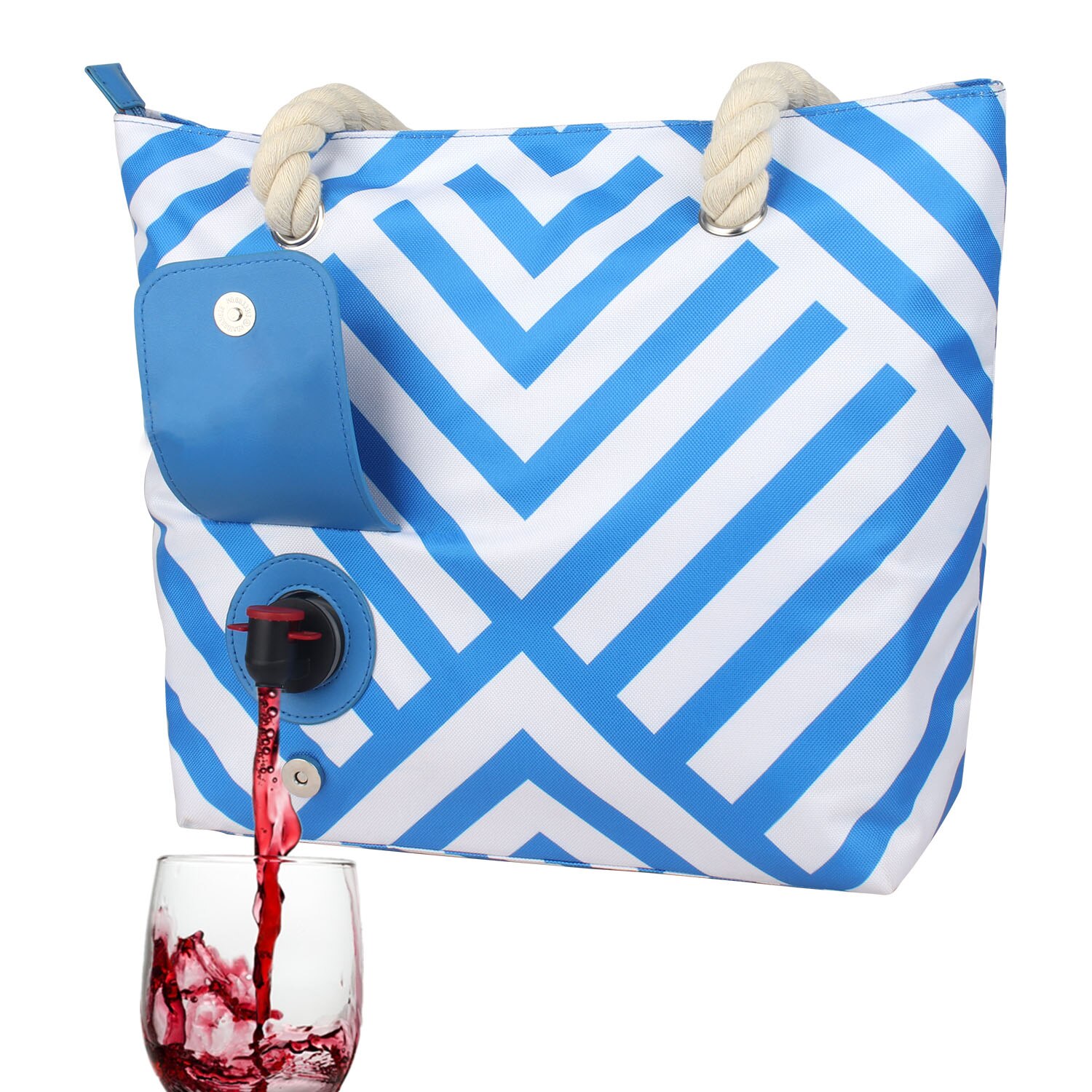 Wessleco Tragbare Strand Wein Handtasche Wein Tote Tasche mit Versteckte Spender Isolierte Große Wein Kühltasche Mit Wein blasiert