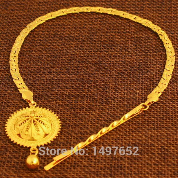 Ethiopian Hair Chain Jewelry 24k Gold Color African/Eritrea/Kenya Women Habesha Party Accessories