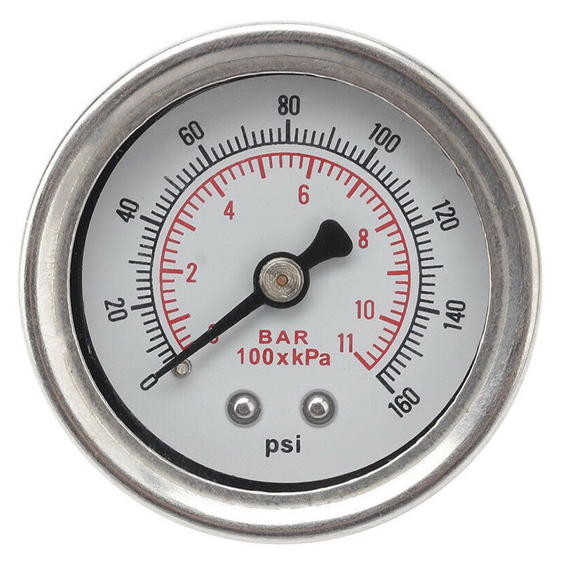 Adjustable 0-160 PSI Fuel Oil Pressure Regulator Gauge Chrome Silver Universal: Default Title