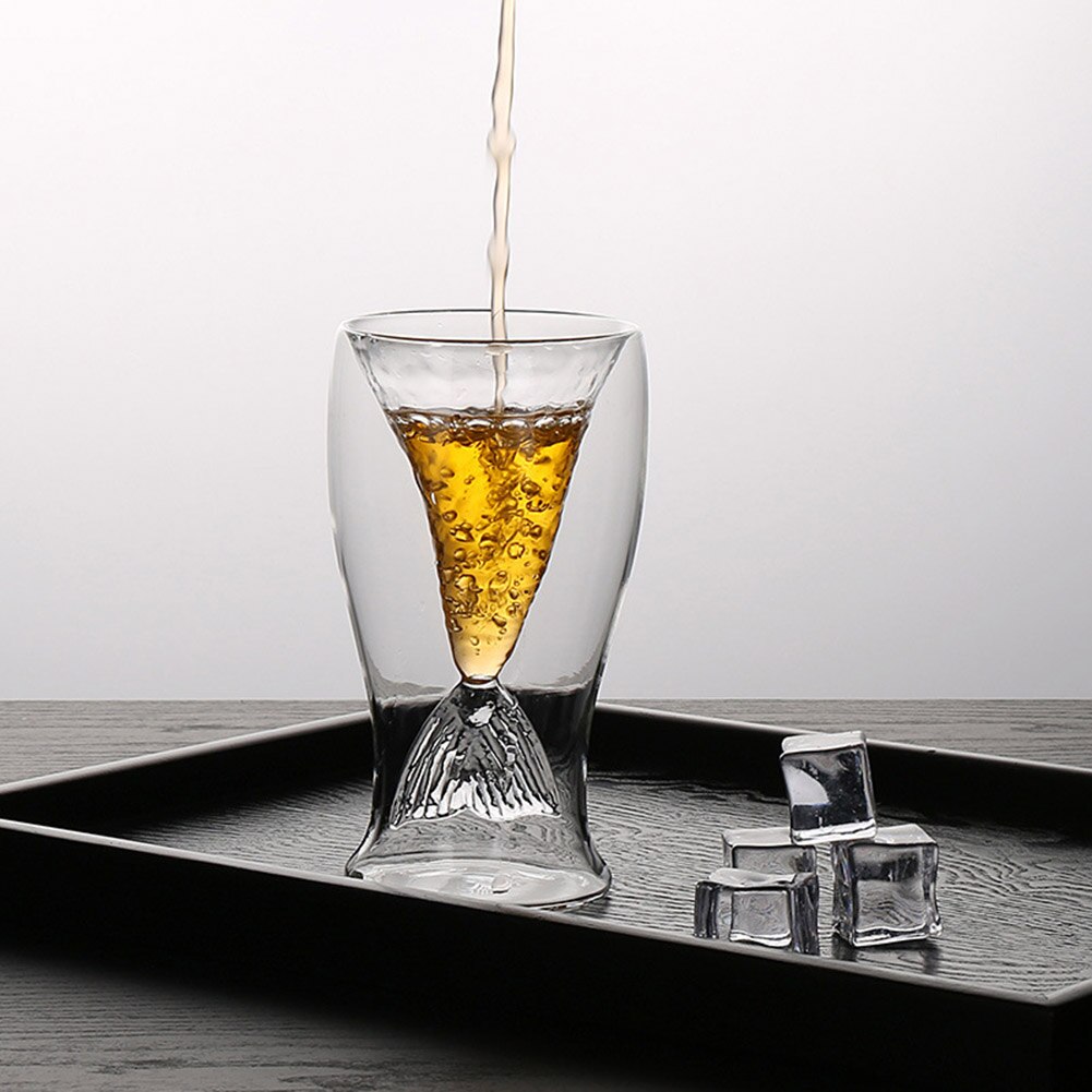 Set of 2 100ml Mermaides Fish Tail Wine Glass Double Layer Beer Whiskey Cocktail Mug Cup