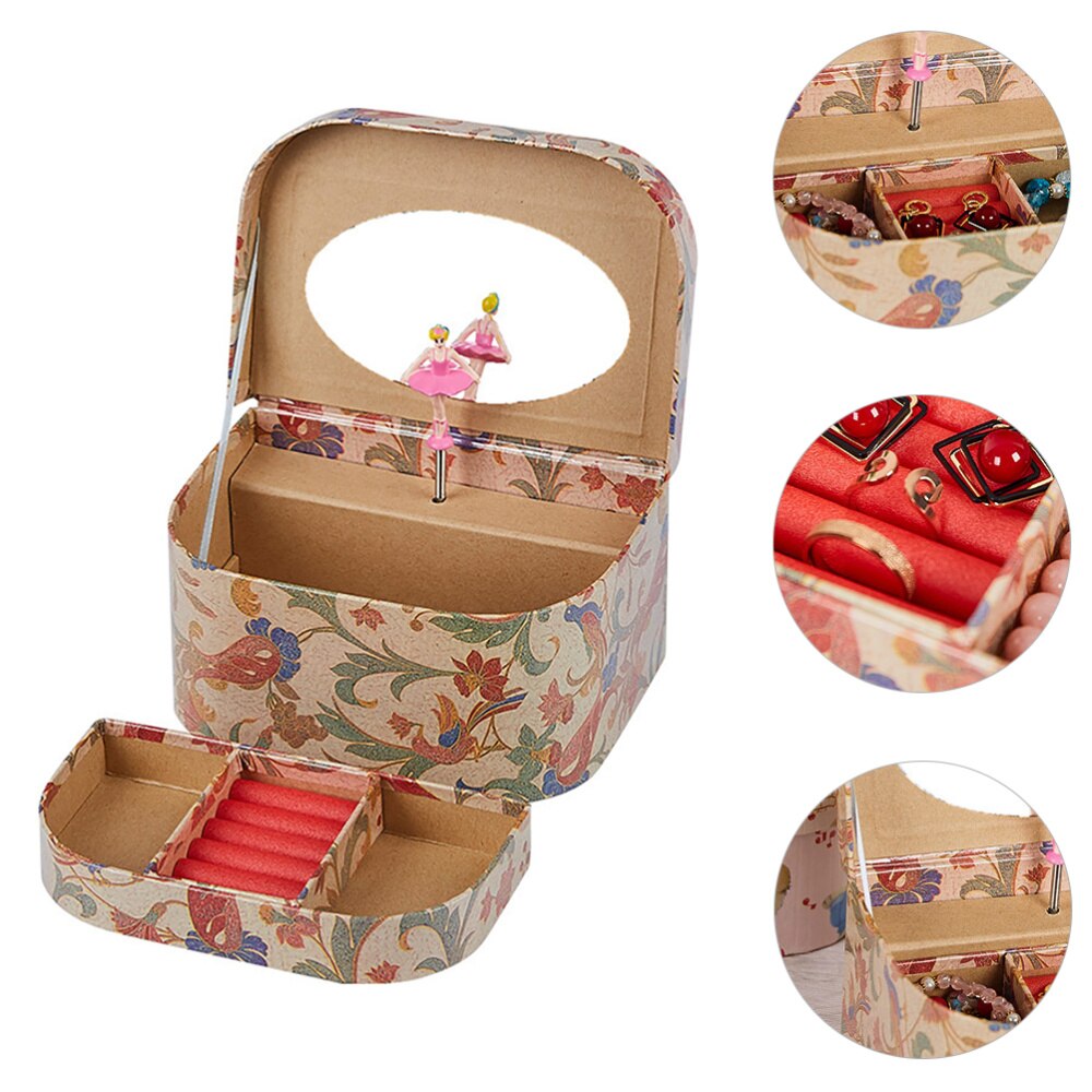 Exquisite Musical Jewelry Box Spinning Ballerina Girls Storage Container