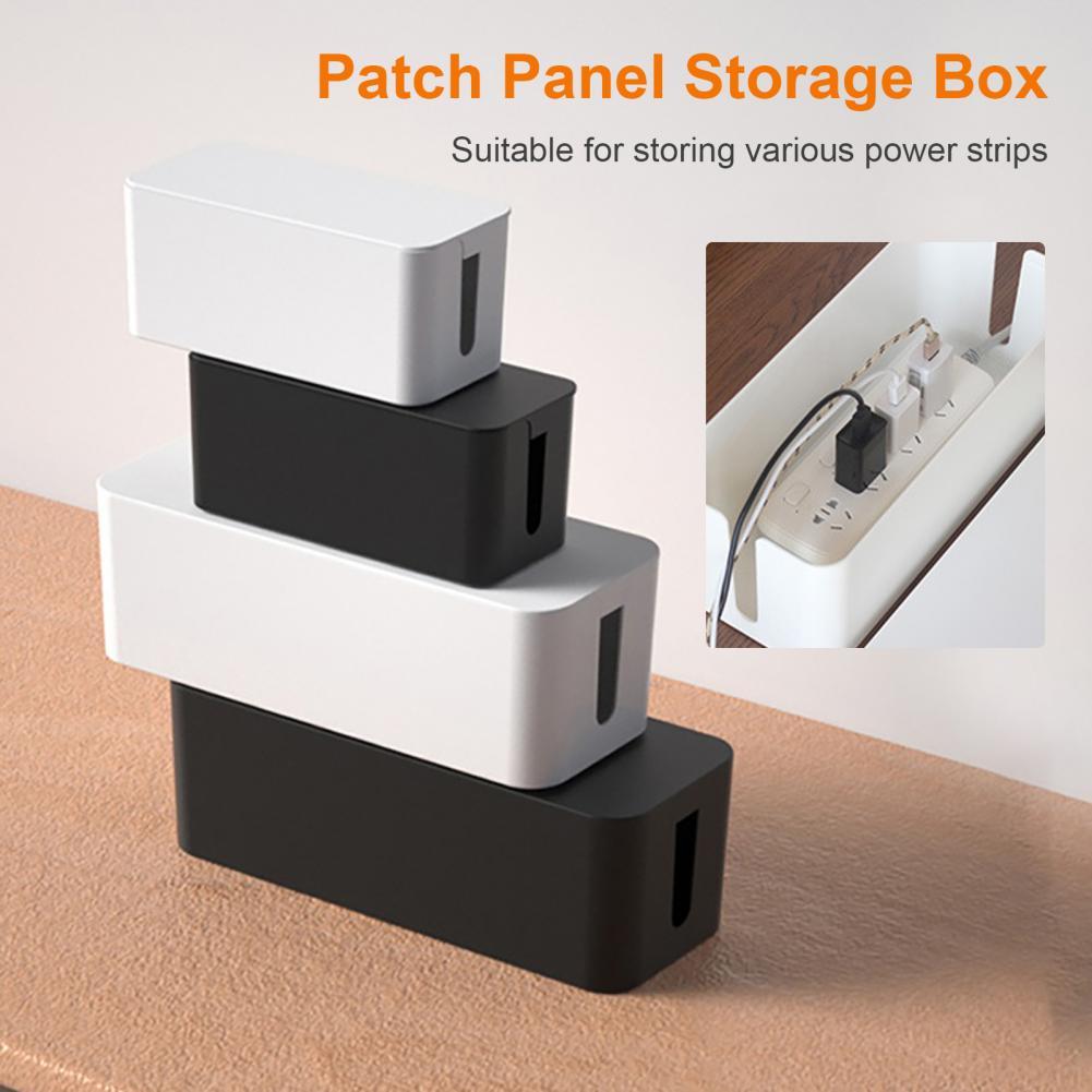 Power Strip Storage Box Multi-purpose Strong Bearing Capacity Good Hardness Desk Anti-skid Cable Management Box for Office