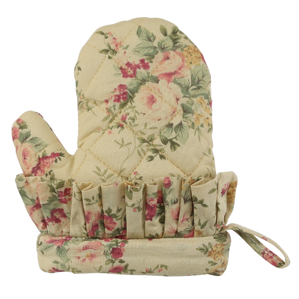 Neoviva bomull quilting ugnshandskar för kvinnor med volanger doris set  of 2 blommigt damm citron mikrovågsugnar kökstillbehör