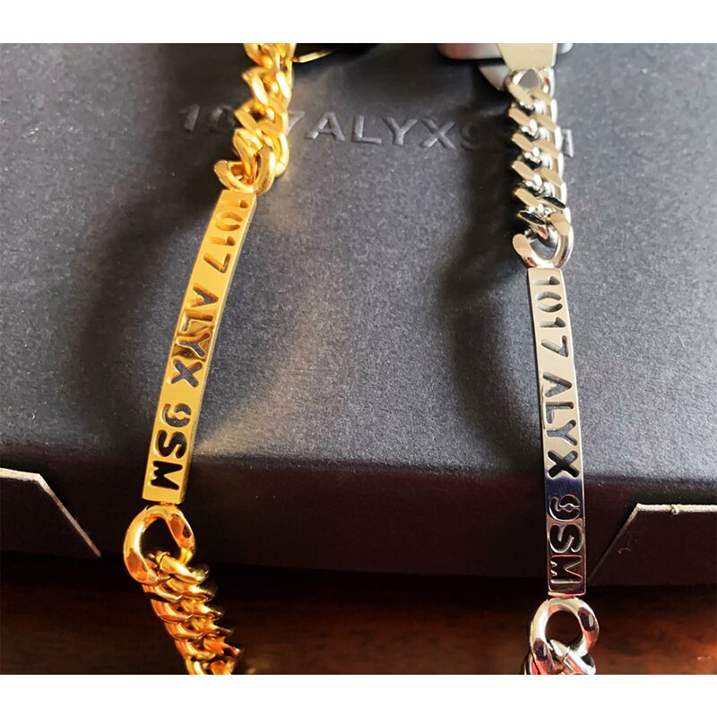 Collar de con hebilla ALYX para hombre y mujer 1:1, ropa de calle 1017-ALYX-9SM, collares con logotipo de letras caladas, cadena de acero inoxidable