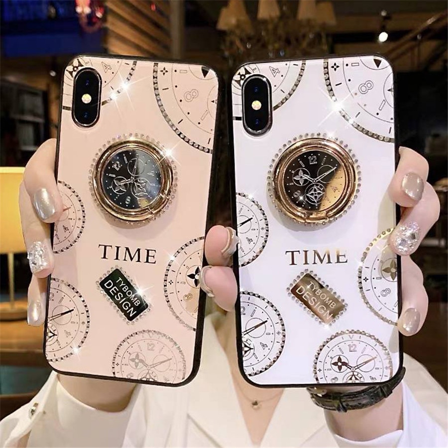 Glitter Luxus Strass Telefon Fall Für iphone 11 Pro XS Max XR X iphone 7 8 plus 6s 3D Ring halterung Zurück Abdeckung fundas