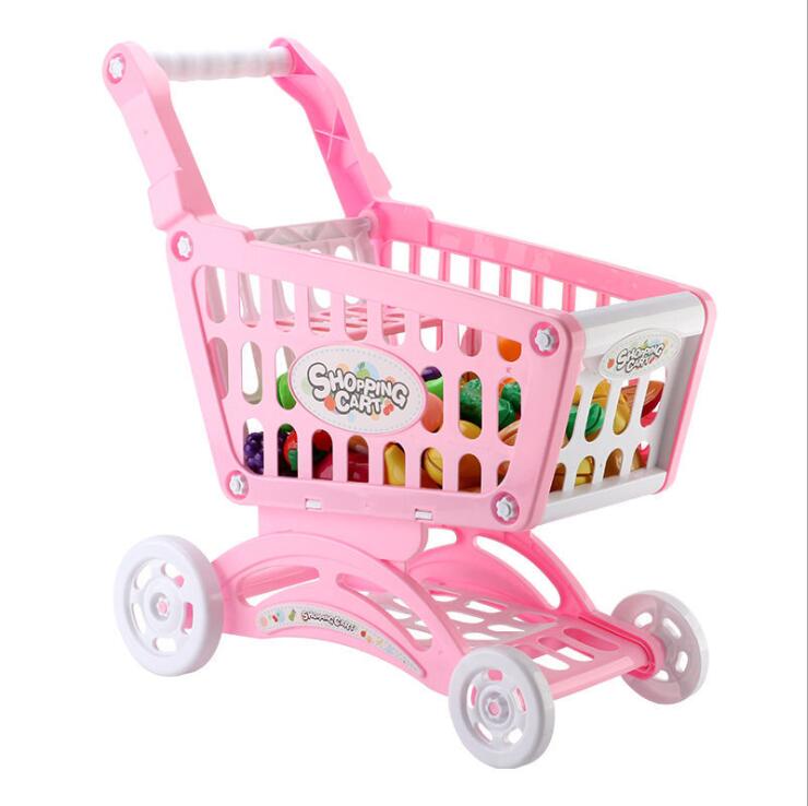 Caddie de supermarché, chariot de supermarché, voiture, Simulation de fruits coupés, légumes, Mini nourriture, maison de jeu pour enfants