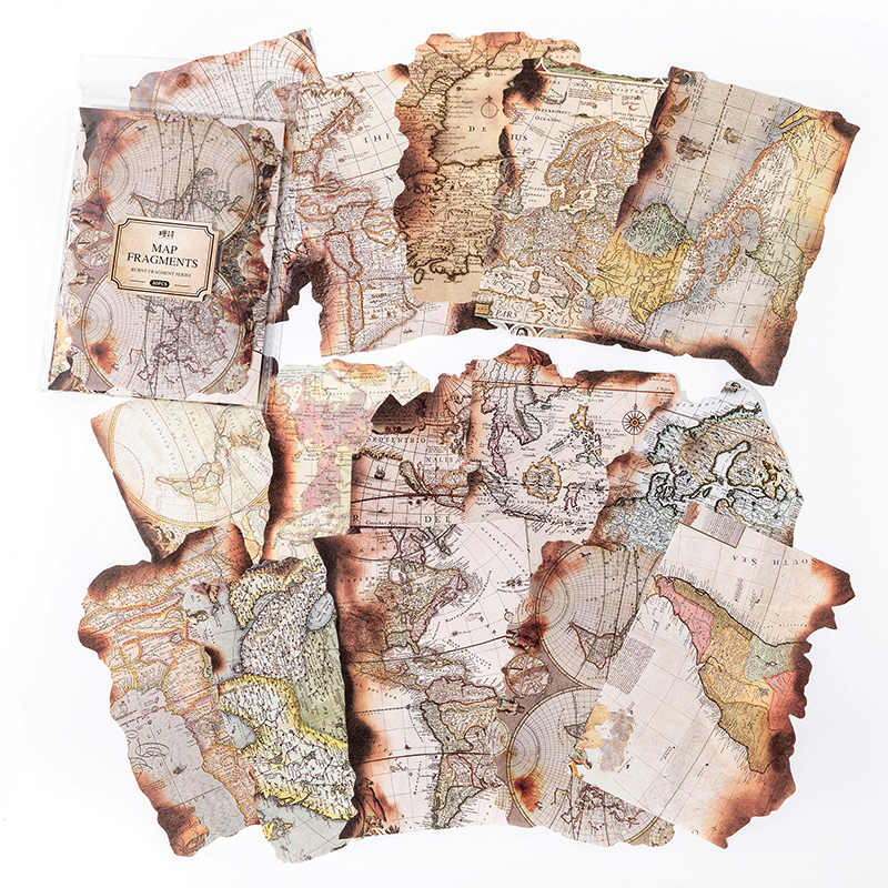 30 Uds. De fragmentos de mapas de papel de Material Vintage, planificador diario basura decorativo, bricolaje, álbum de recortes, Collage, papel de fondo artesanal: Gris claro