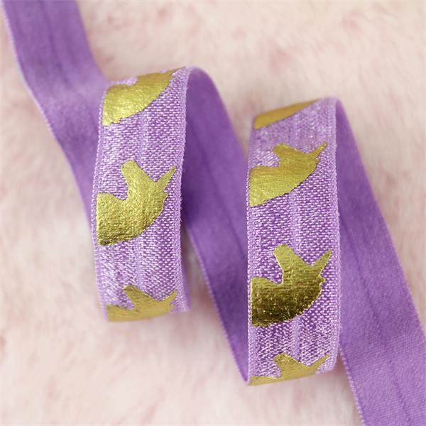 20 Yards 16Mm Foliedruk Eenhoorn Elastische Lint Vouw Over Stretch Webbing Diy Haar Boog Band Naaibenodigdheden Tape: purple