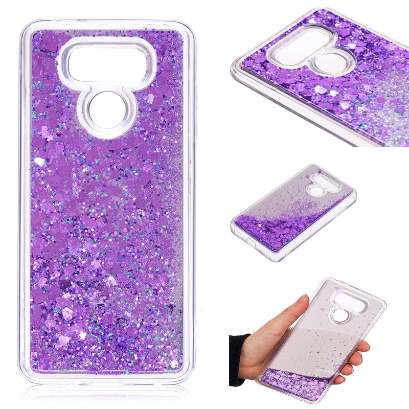 Di lusso 2 in 1 TPU + PC Bling di Scintillio Sabbie Mobili Liquido Sabbia Cassa Del silicone Del Telefono Della Copertura Borsette Coque Fonda per LG G6