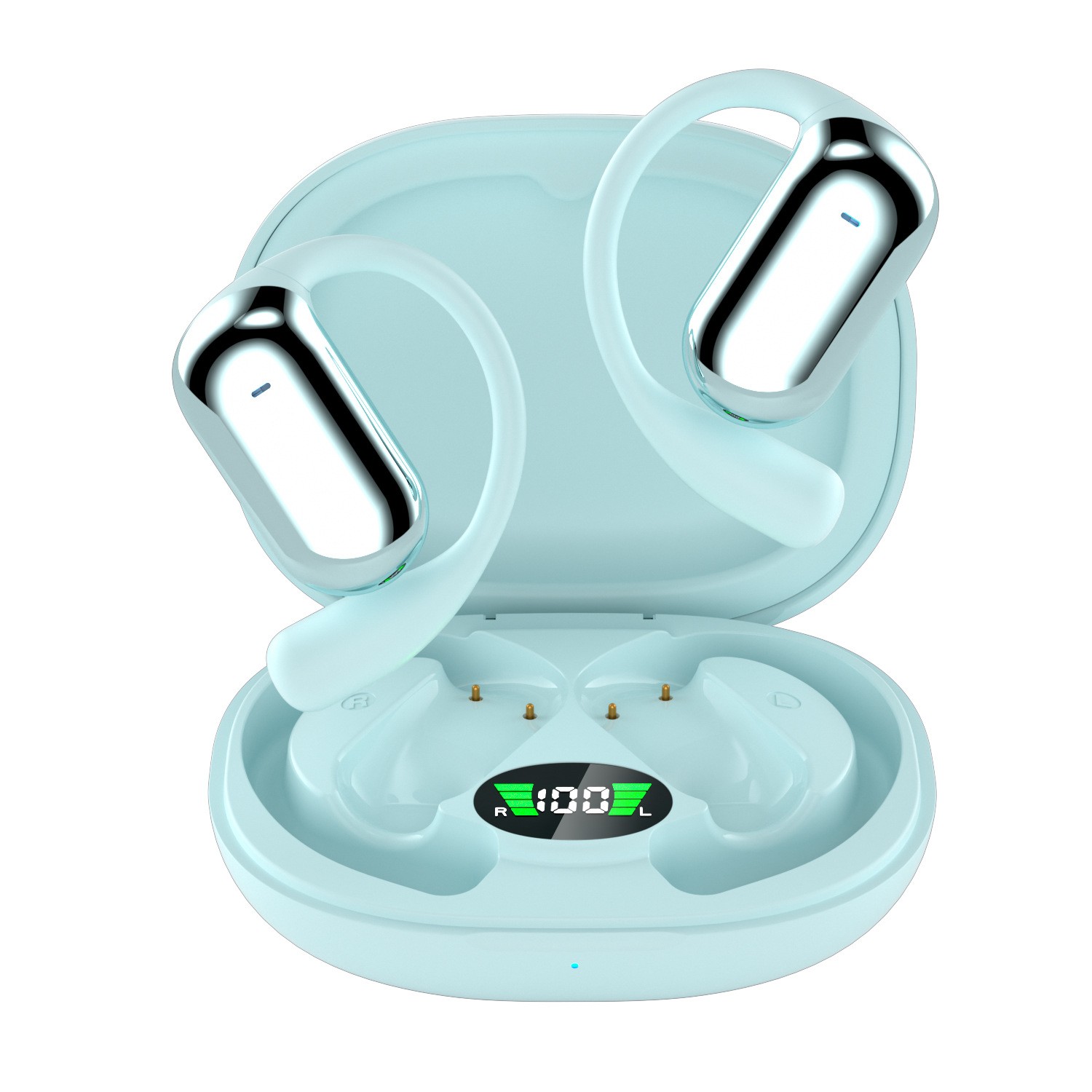 YYK-Q16S Bluetooth Headset Hanging ear long endurance sports noise reduction waterproof LED digital display headset Bluetooth: green