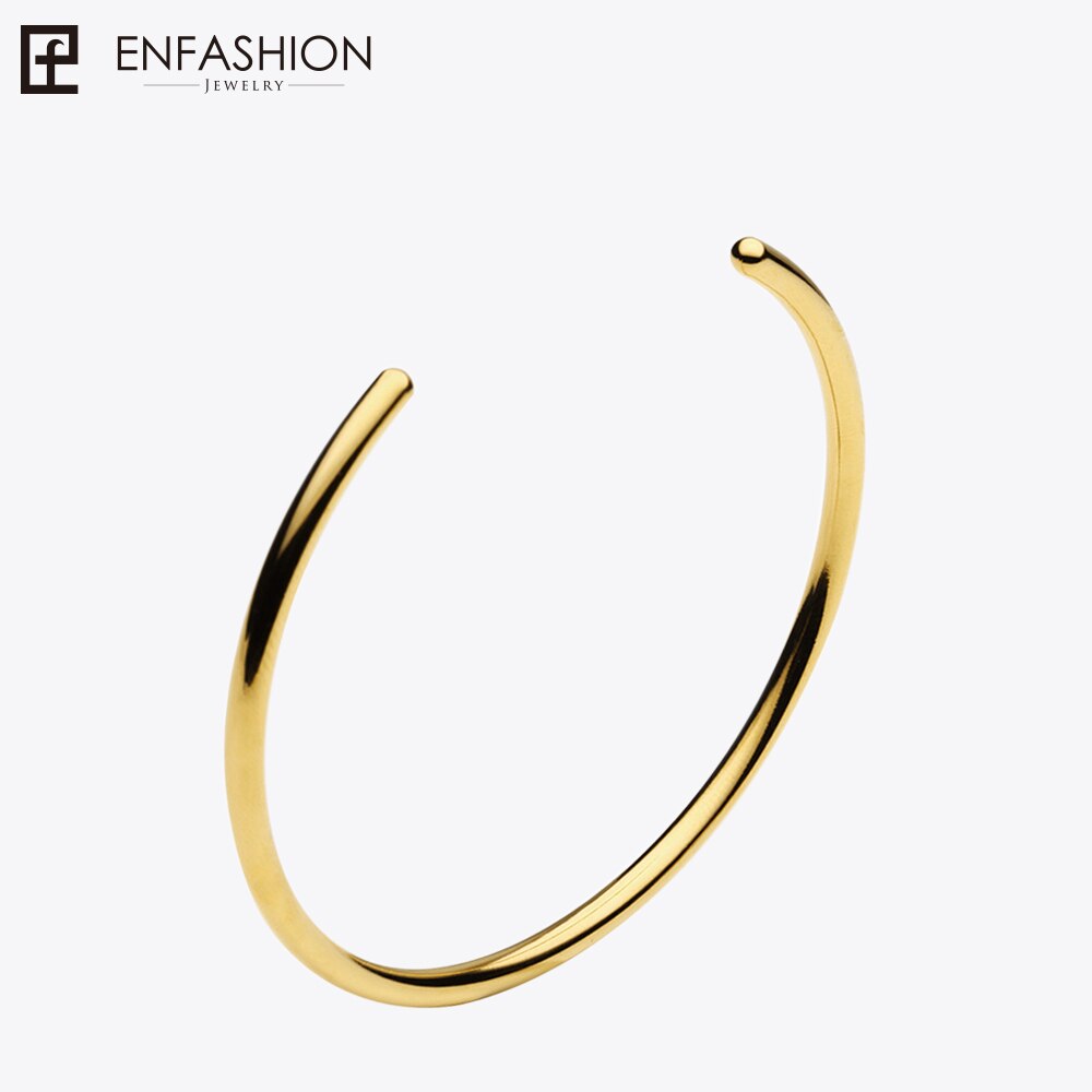 Enfashion Grund Manschette Armbinde Manchette Gold farbe edelstahl Armreif Armbinde Für Frauen und Männer Armbänder Armreifen Pulseiras: Gold Farbe