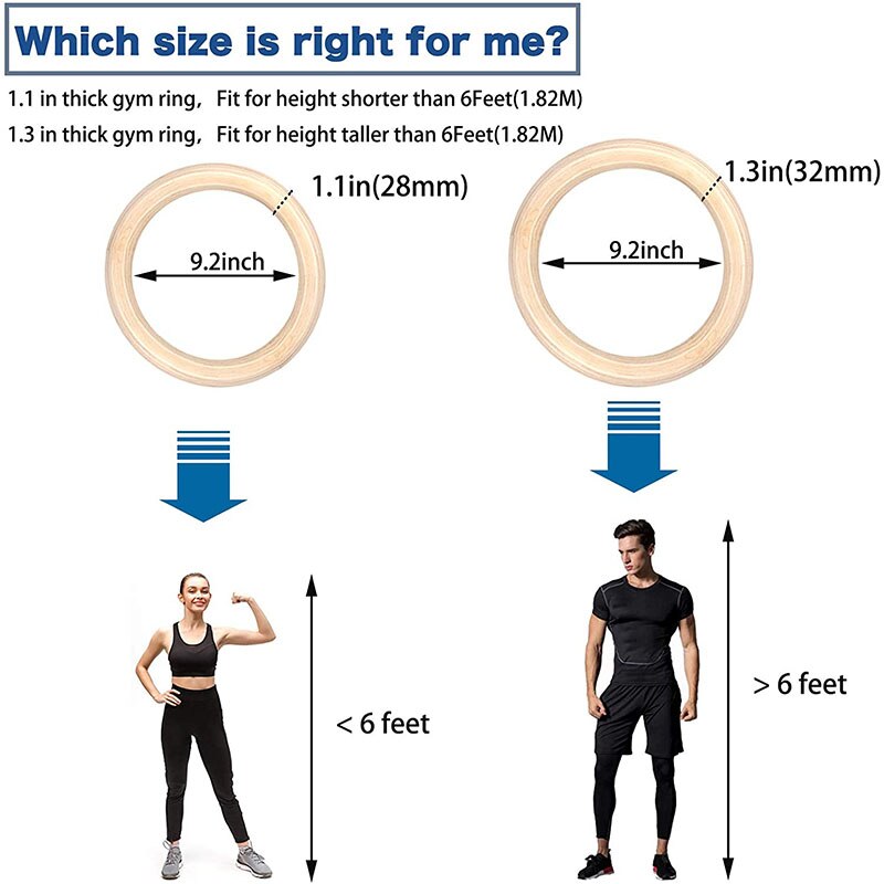 Holz Gymnastik- Ringe 28/32mm Fitnessstudio Ringe Mit Einstellbare Lange Schnallen Riemen trainieren Für Heimat Fitnessstudio & Kreuz Fitness