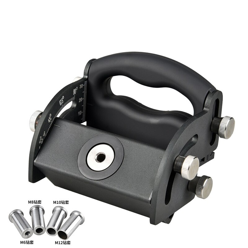 Multi-Hoek Pocket Gat Jig Schuine Gat Locator Boren Tool Kit 6/8/10/12Mm treknagel Jig Aluminium Joinery Schrijnwerker Diy Gereedschap: Black