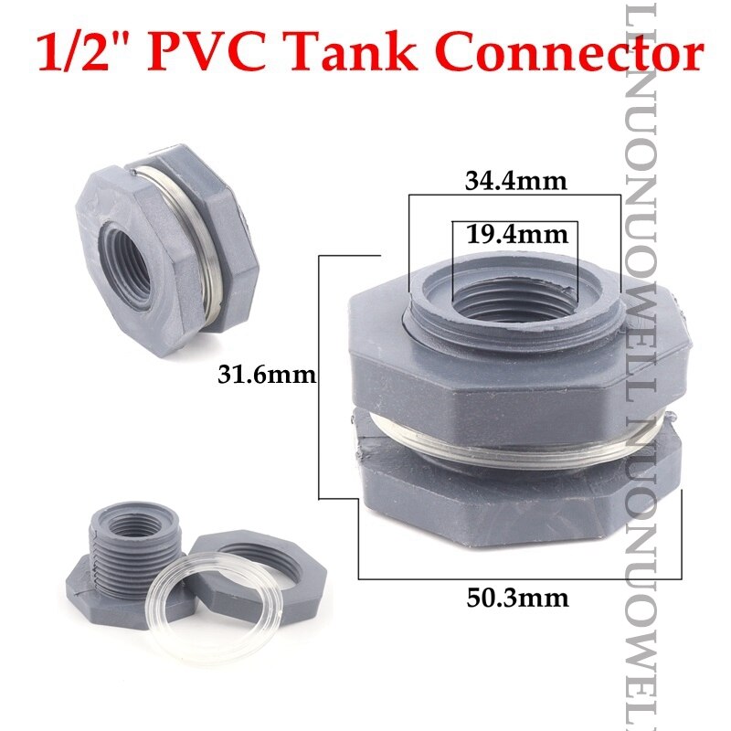 1pc pvc vattentank koppling fisk tank gänga kopplingar vattentank dräneringsrör tillbehör akvarie skarvar vattenrör kopplingar: 1 l 2in pvc-kontakt