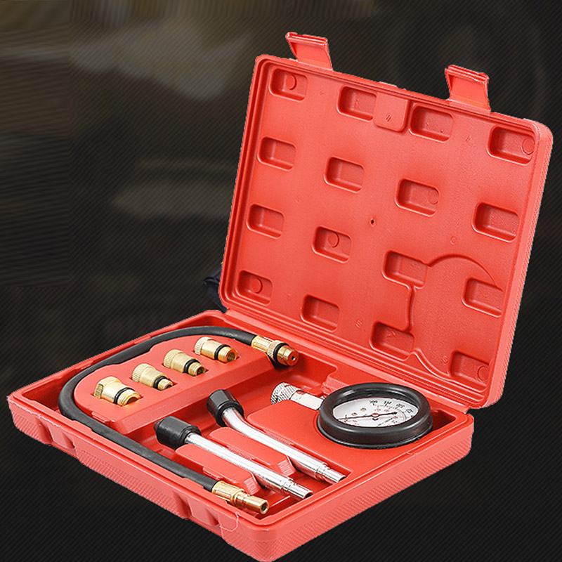 Car Compression Tester Pressure Gauge Tester Kit Motor Auto Petrol Gas Engine Cylinder Motorcycle Pressure Gauge with Adapter: Default Title