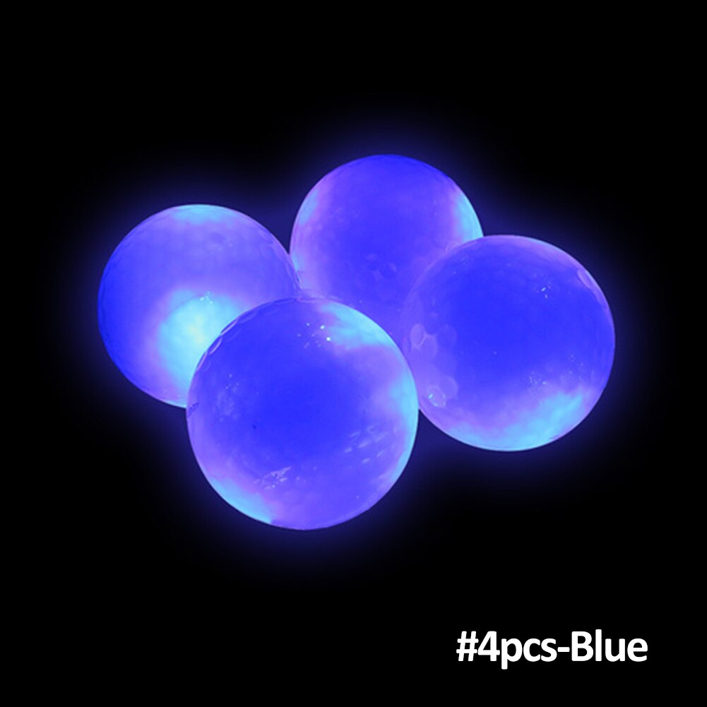 4 Pcs/Pack Night Flashing LED Golf Ball In The Dark Light Up High Hardness Waterproof Golf Practice Balls Training Supplies: Blue