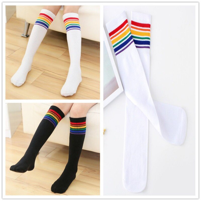 Calcetines largos de deporte fantástico para niños, calcetines Ins chicos populares para chicas, calcetines de fútbol para bebés, calcetines por encima de la rodilla de Hockey sobre béisbol de 1 a 15 w