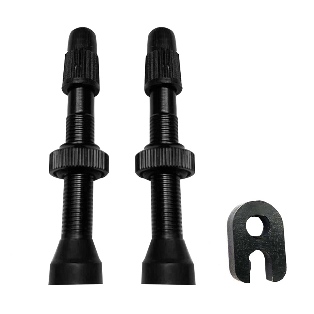 1 Pair Bicycle Presta Valve Brass Core Tubeless Tire Valve Core 54mm Alloy Stem with Tool for MTB Mountain Road Bike Bicycle: Black
