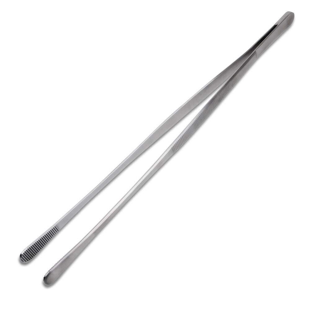 Pinzas Extra largas de acero inoxidable de 12 pulgadas pinzas para comida pinzas para carne barbacoa pinzas para carne con puntas dentadas de precisión
