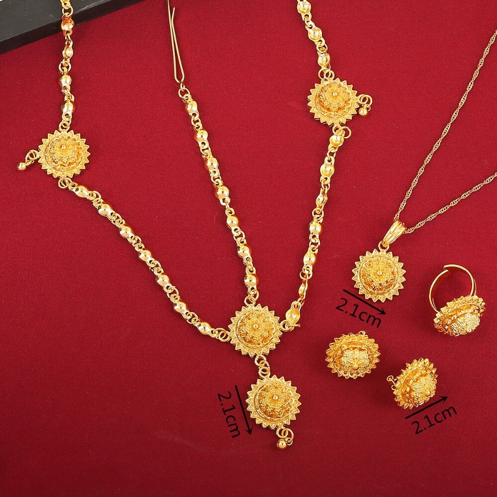 Nette Baby Mädchen Ethiopian Schmuck setzt 24 karat Gold Farbe setzt Für Afrikanische Äthiopischen Eritrean Habesha Schmuck setzt