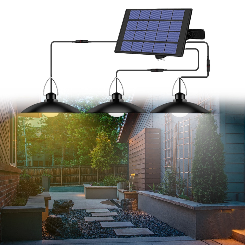 Solar Light Shed Lights With Panel Garden Lamp Waterproof Outdoor Indoor Solar Powered Hanging Lights 9.8FT Cord Ceiling Porch