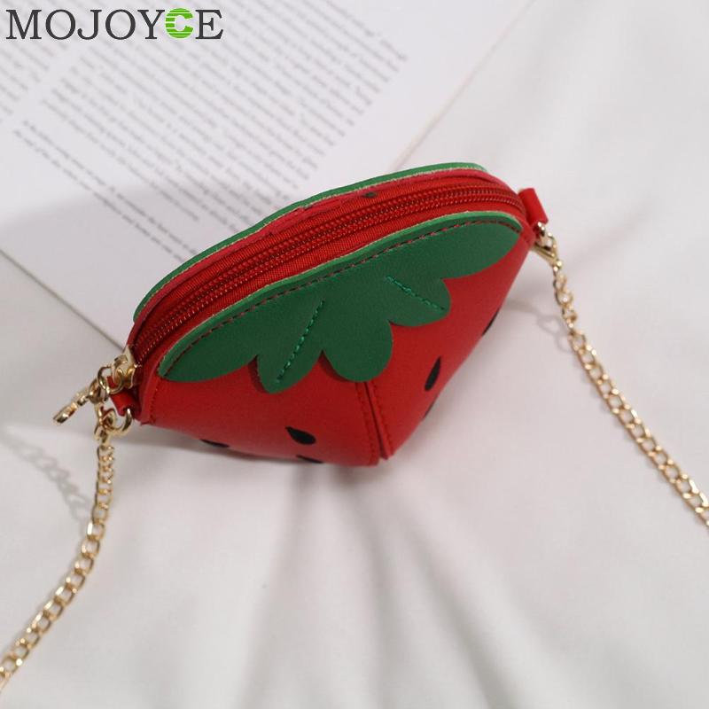 Söta tecknade crossbody väskor för kvinnor jordgubbar mini pu läder axelväskor