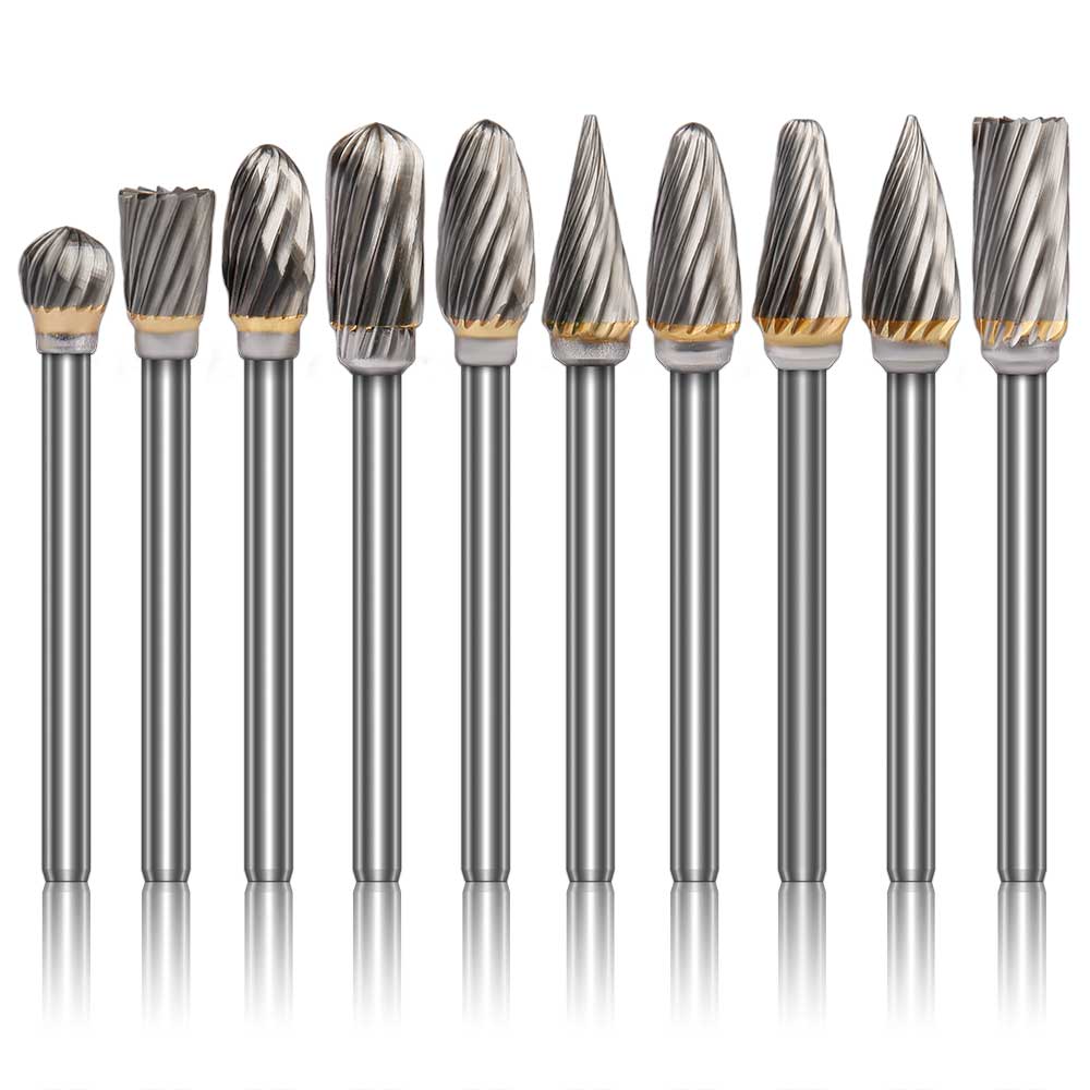 10 Stuks Tungsten Carbide Burr Set 1/8 Inch Schacht Dremel Router Bit Rotary Burr Tool Voor Metal Graveren Polijsten Slijpen