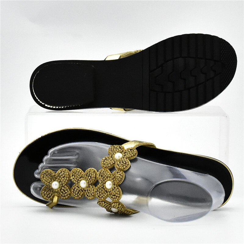 Últimas zapatillas africanas con diamantes de imitación para mujer, Zapatos de italiano para mujer, Zapatos de tacón bajo para mujer, Zapatos Africanos, calzado nigeriano