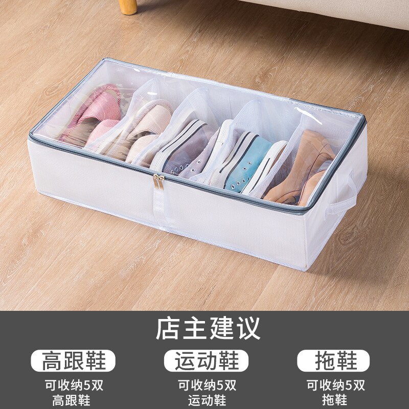 Foldable Drawer Organizer For Shoe Adjustable Bed Bottom Shoe Storage Box Large Capacity Dust-proof Shoe Box Washable And Foldab: grey small