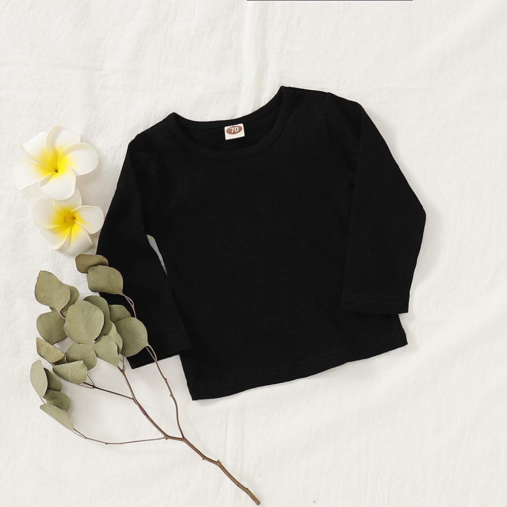 0-18M Toddler Blouse Baby Girl Pure Tees Cotton Soft Long Sleeve Boy T-Shirt Bottoming Girls Blouse Infant Kids Clothes: d / 12M