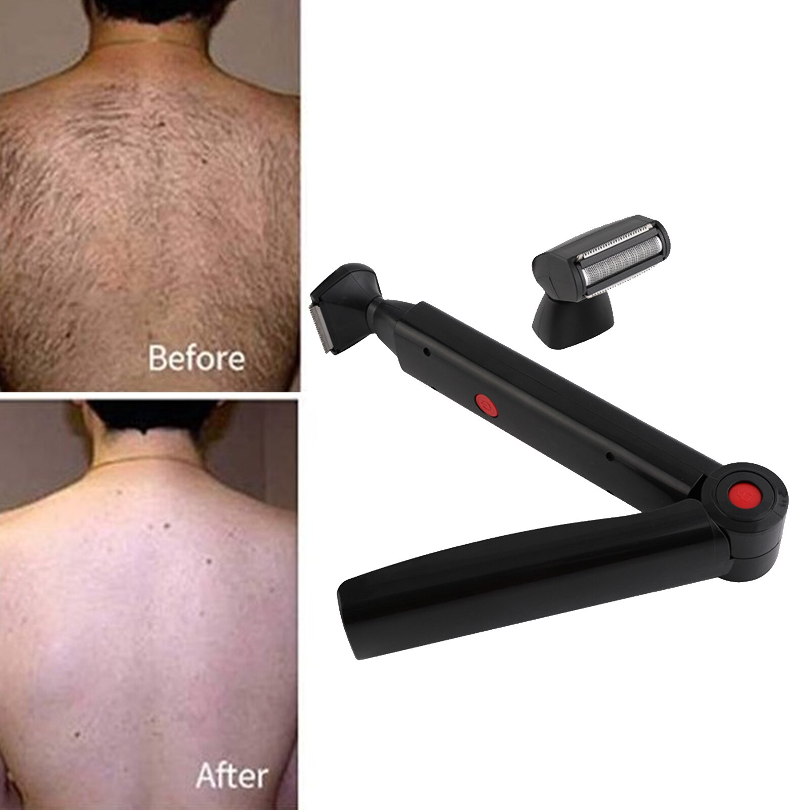 Rechargeable Foldable Back Hair Shaver Razor Trimmer Hair Removal Body Shaving Tool Groomer