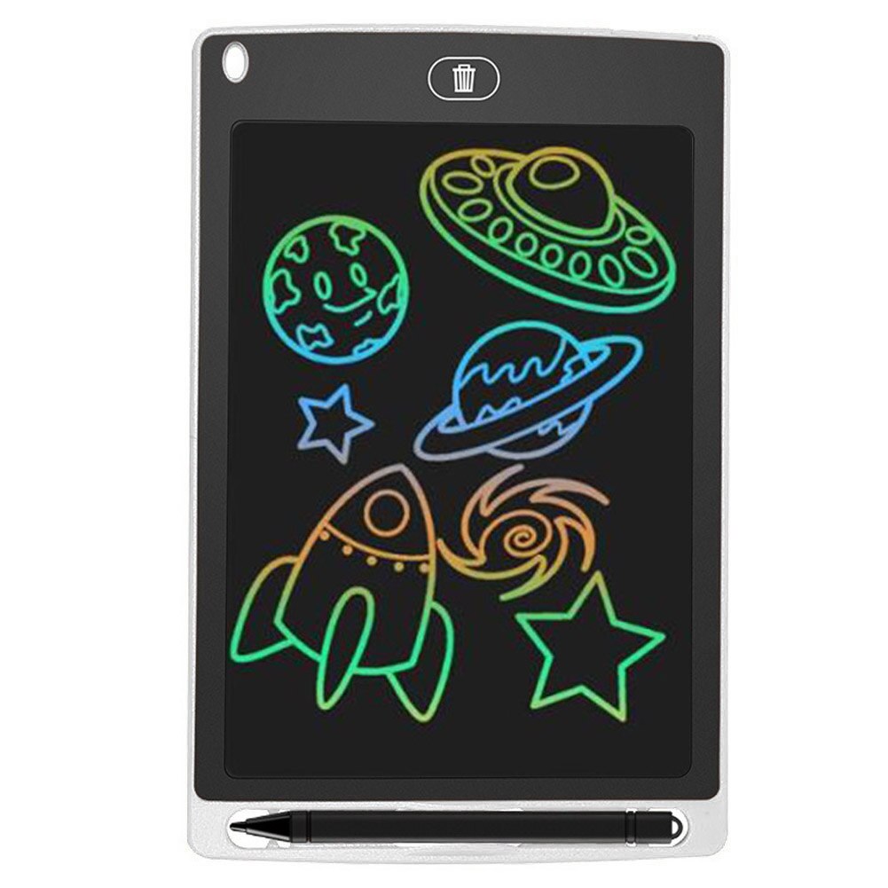 8.5inch LCD Display Writing Tablet Electronic Doodle Board Digital Colorful Handwriting Pad Drawing Doodle Graphics Kids: White Multicolor