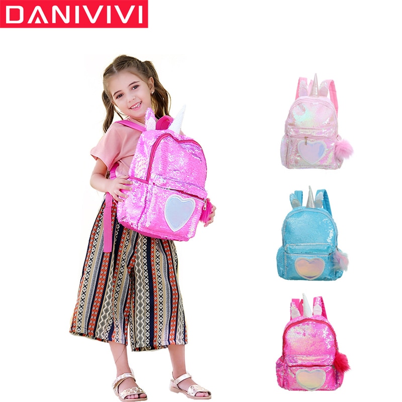 Leuke Eenhoorn Rugzak Meisjes Kids Schooltassen Grote Capaciteit Pailletten Mochila Escolar Infantil Roze School Rugzak Zakken Voor Meisjes