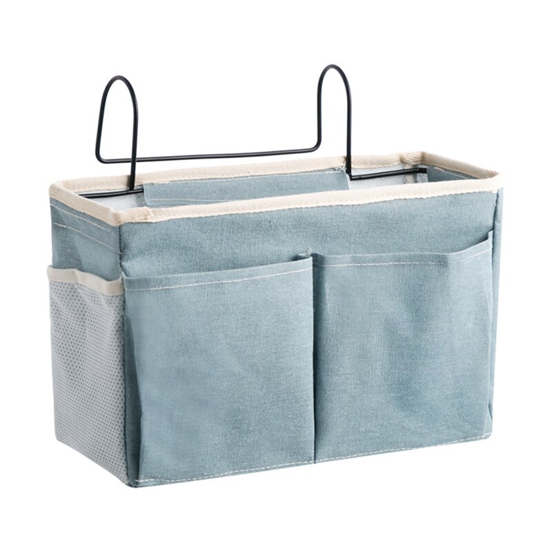 Chevet Suspendu Organisateur de Poche Sac De Rangement Organisateur de Garde-Robe Coton Chambre Salle De Bain Magazine Fourre-Tout De Stockage Organizador Pochette: Light Blue