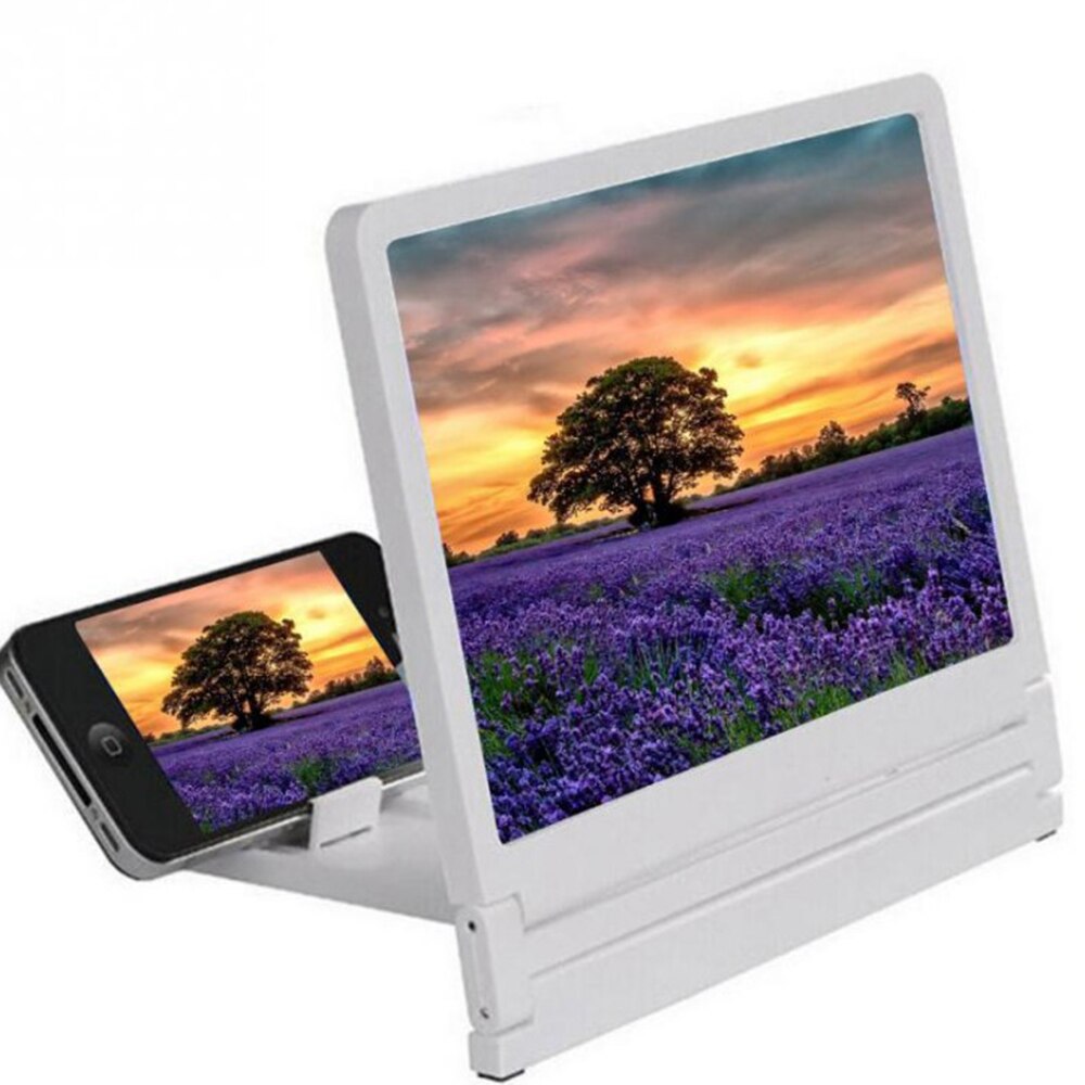 Mobile Phone Screen Magnifier Video Amplifier Smartphone Stand Enlarge 18x12CM Portable Amplifie for travel enjoy life: white