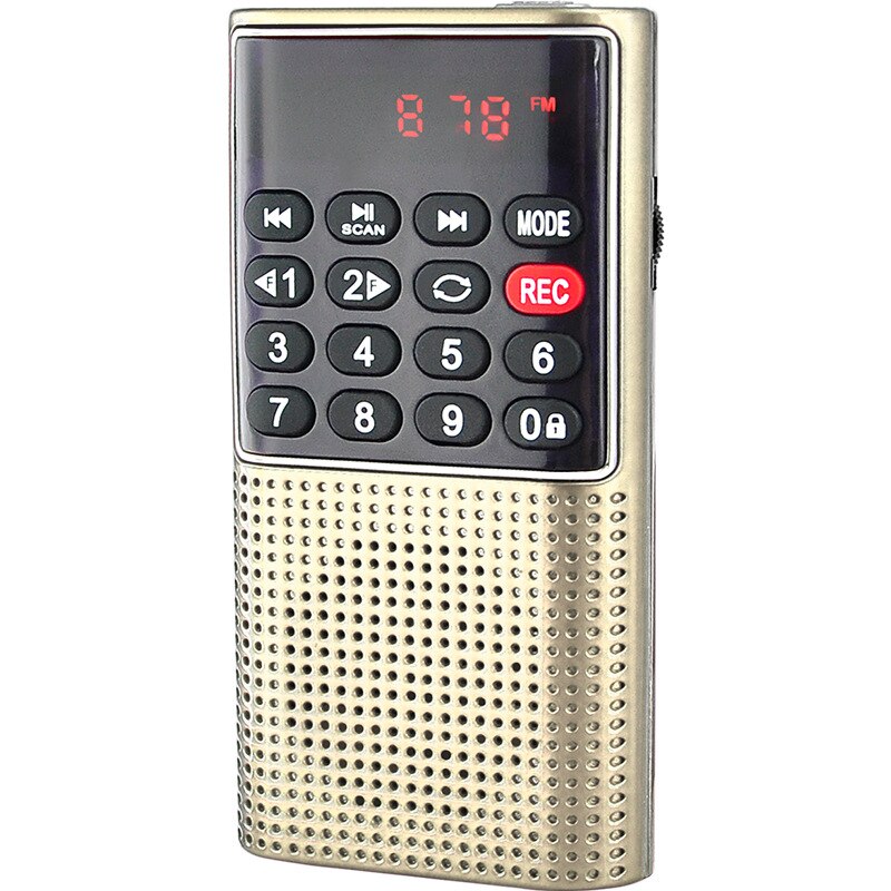 Bærbar radio mini fm radiohøjttaler med usb  mp3- optagerunderstøttelse tf-kort aux-mapper leger med låsefunktion: Guld