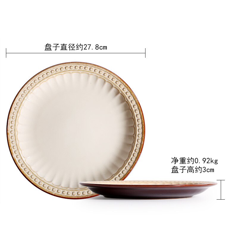 Bordservice keramisk middagstallerken sæt fad 8/10 tommer porcelæn dessert tallerken spisestel europæisk stil salatskål delikat: 11 tommer plade