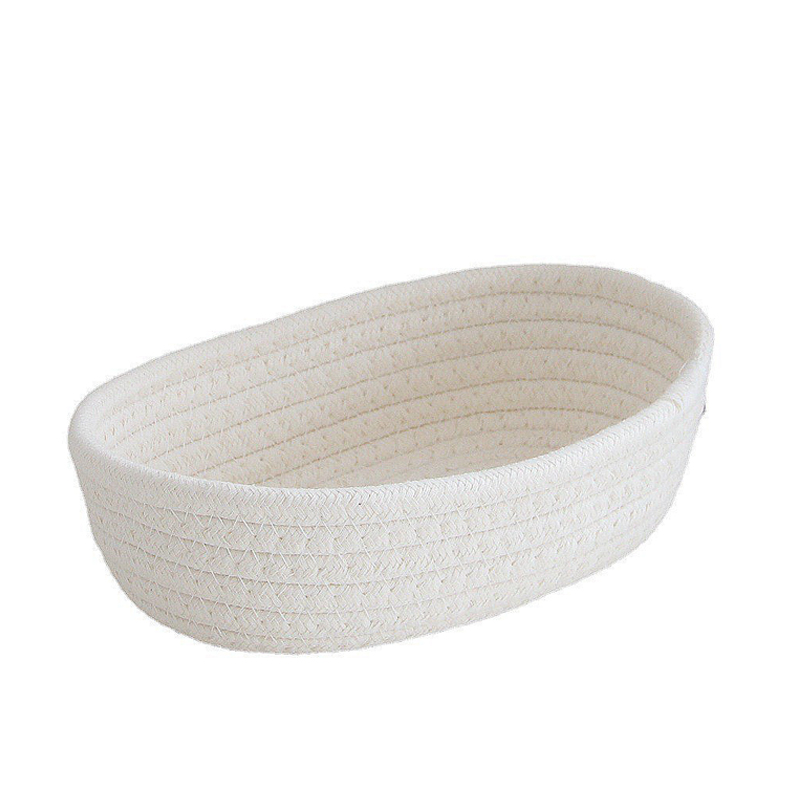 Hand Woven Storage Basket Storage Box Cosmetics Snack Desktop Sundries Storage Basket Cotton Rope Woven: M / green