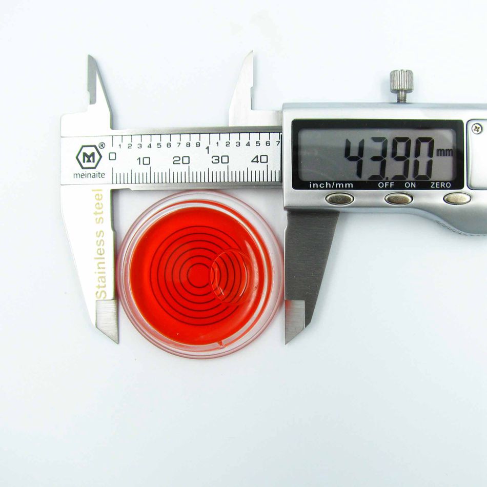 HACCURY 44*10MM Glass Level bubble Bullseye Bubble Level Spirit Red Color Accuracy 90'/2mm