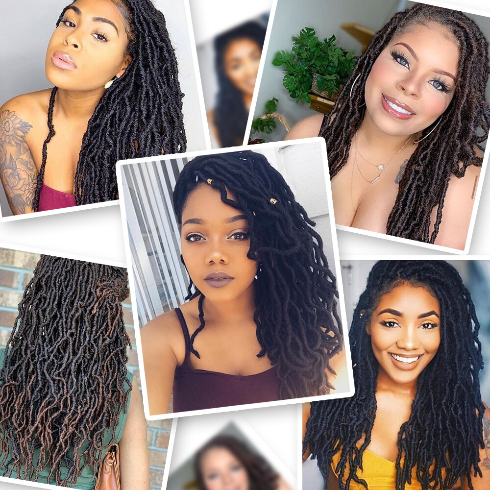 Curly Nu Locs Crochet Hair 18Inch Goddess Faux Locs Braiding Hair Natural Wavy Dreadlocks Synthetic Hair Extensions Hair Braids