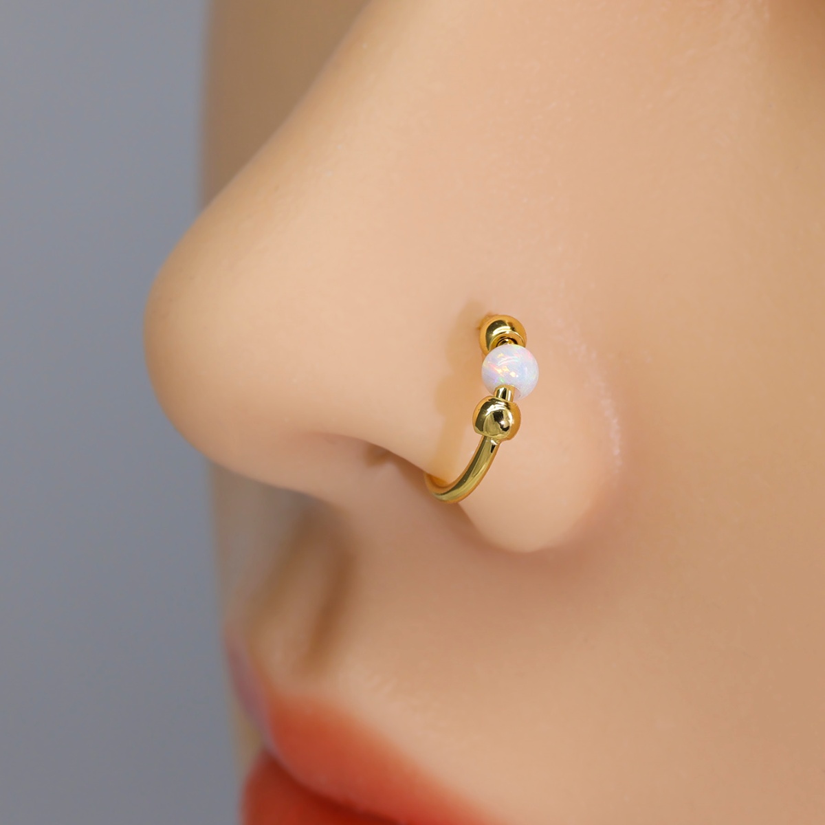 1 stk. 18g opalnæseringe til kvinder, 316l næseringe i kirurgisk stål, 8mm/10mm piercingsmykker, septumring og bruskørering