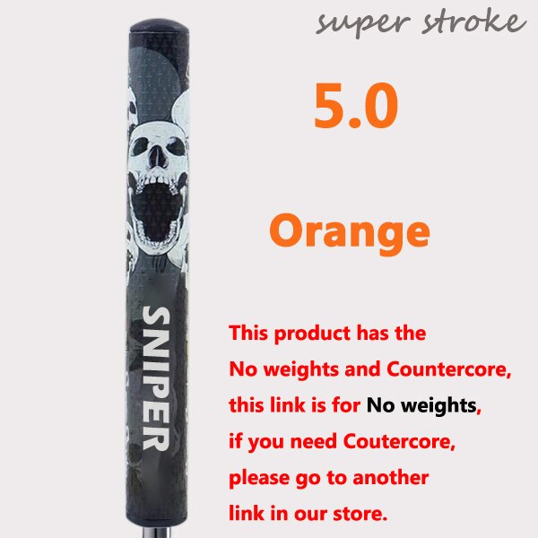 colors golf putter grips skull 5.0 weights or no weights grips: orange-No weights5.0