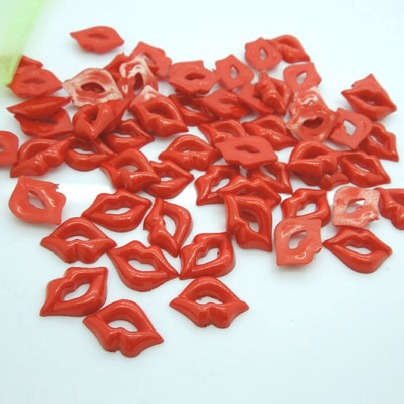 100Pcs Red Pink Mix Plastic Sexy Lips Mouth Decoration Cabochons Flatback Scrapbook Diy Crafts EB007: Red 12x18mm