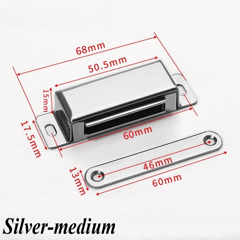 1 stk. magnetlås til køkkenskabslåger i rustfrit stål til tv-bord, skab og andre møbler, skuffedør: Krom