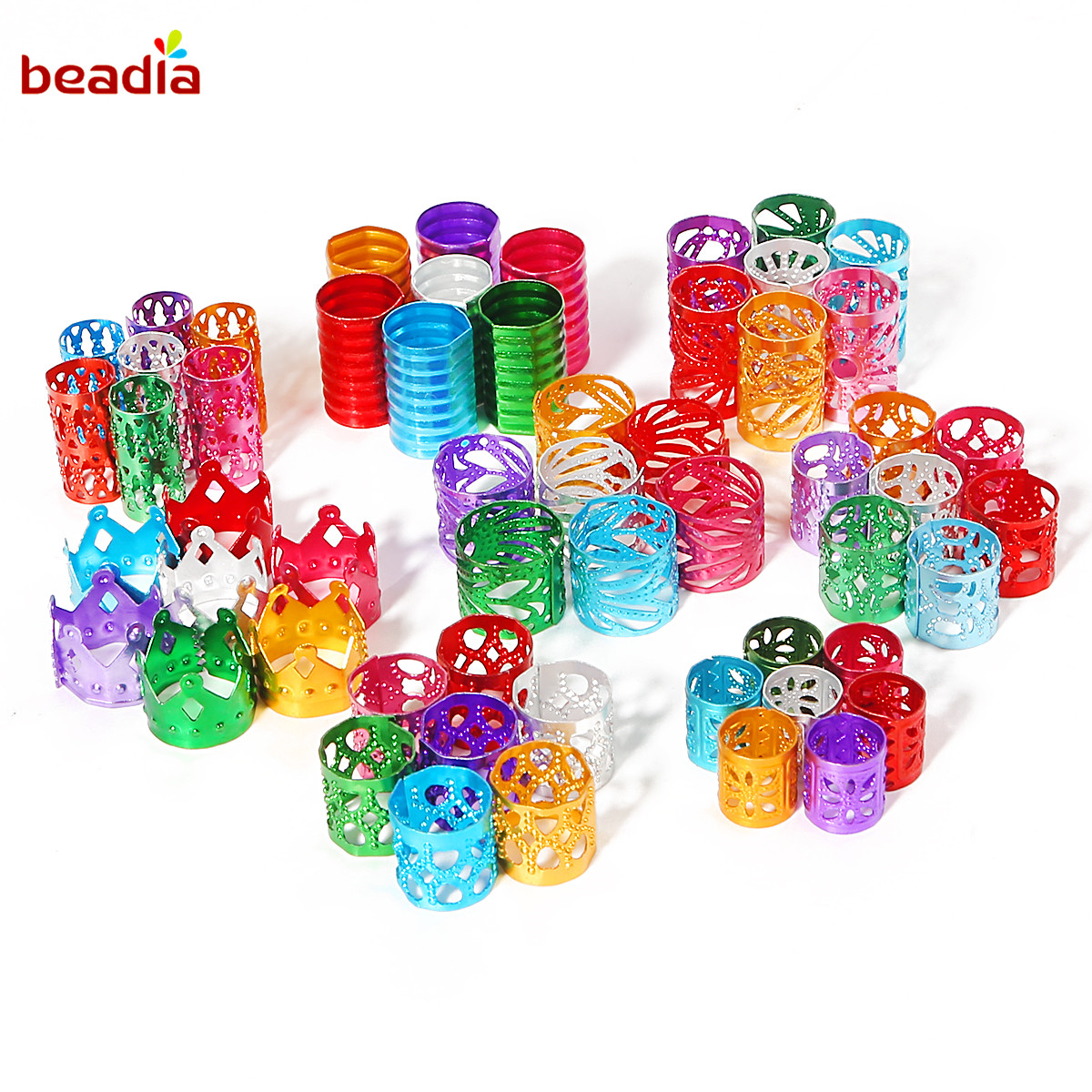 50/100 Pcs Verschillende Vorm Kralen Verstelbare Haar Vlechten Dreadlock Kralen Braid Ringen Manchet Clips Buizen Sieraden Bevindingen